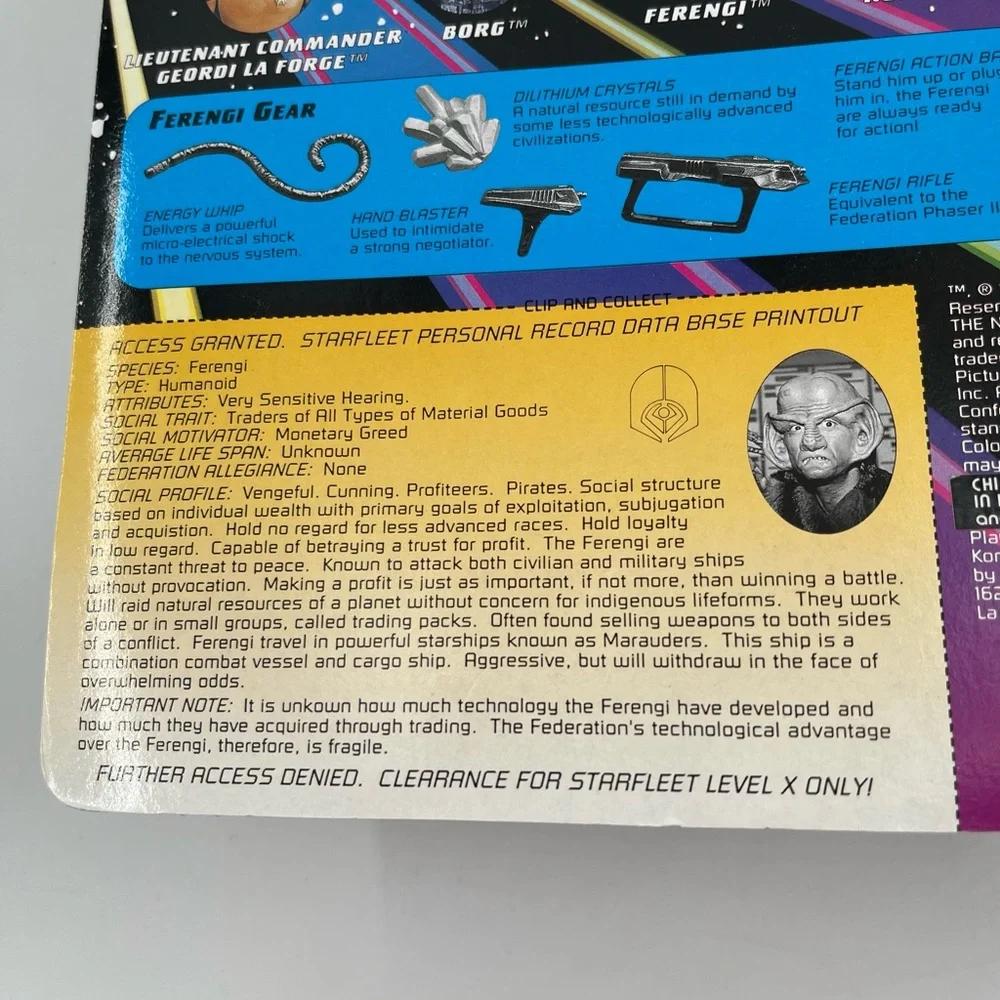 Vtg. 92 Star Trek -Ferengi - The Next Generation Action Figures SEALED UNPUNCHED